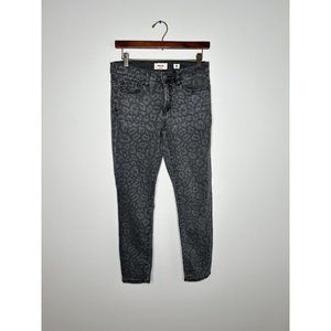 Miss Me Women's Size 26 Gray Wash Animal Print Mid-Rise Ankle Skinny Jeans